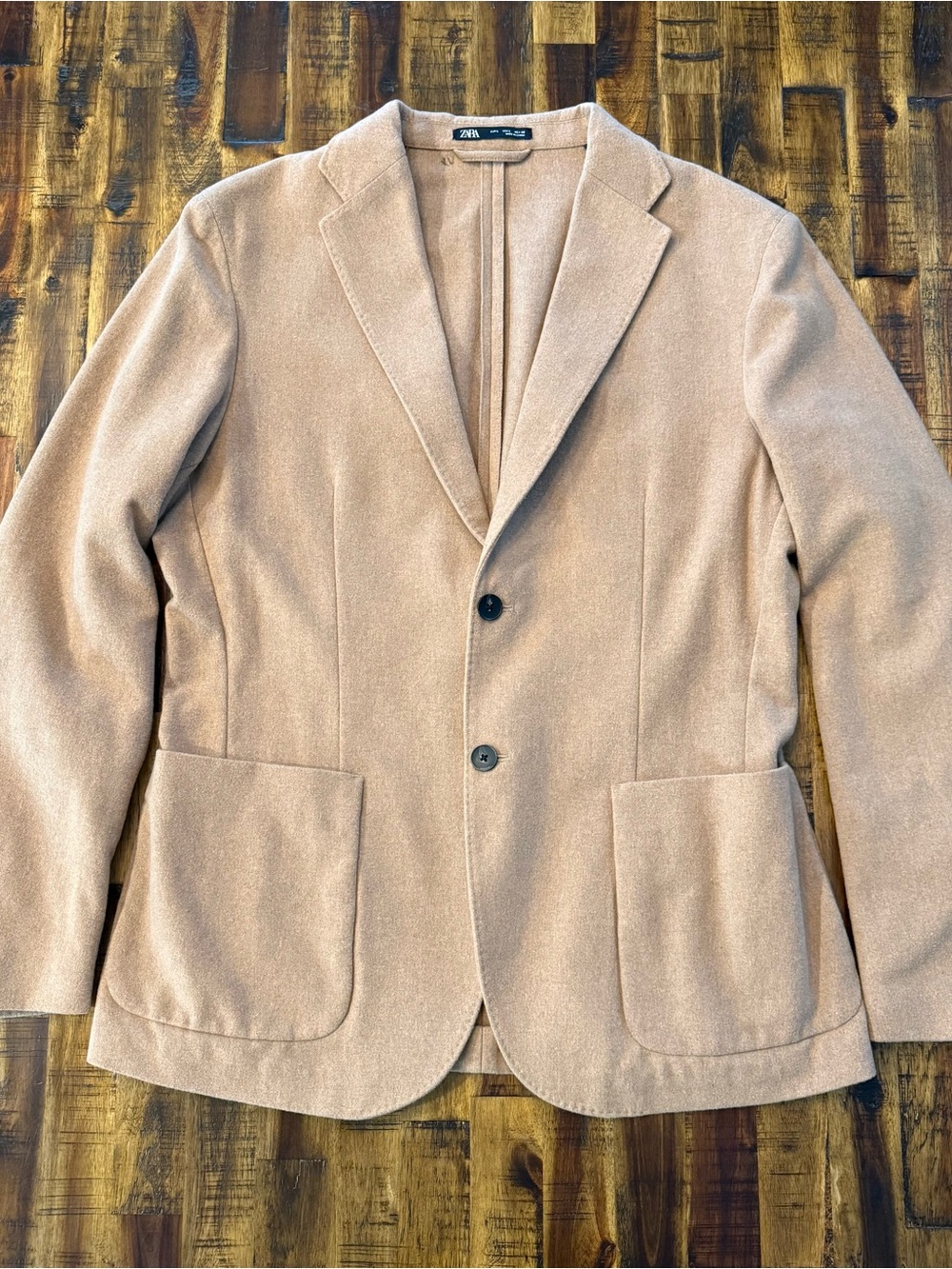 🌵 ZARA Wool-Linen Blend Lightweight Jacket. Tan, L Casual Luxury Fashion